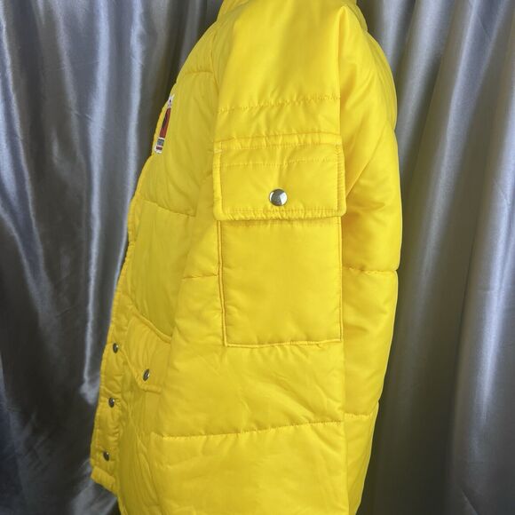 Vintage Swingster Racing Jacket Mens XL Crows Hybrids Yellow 70s Puffer Coat USA - Picture 3 of 16
